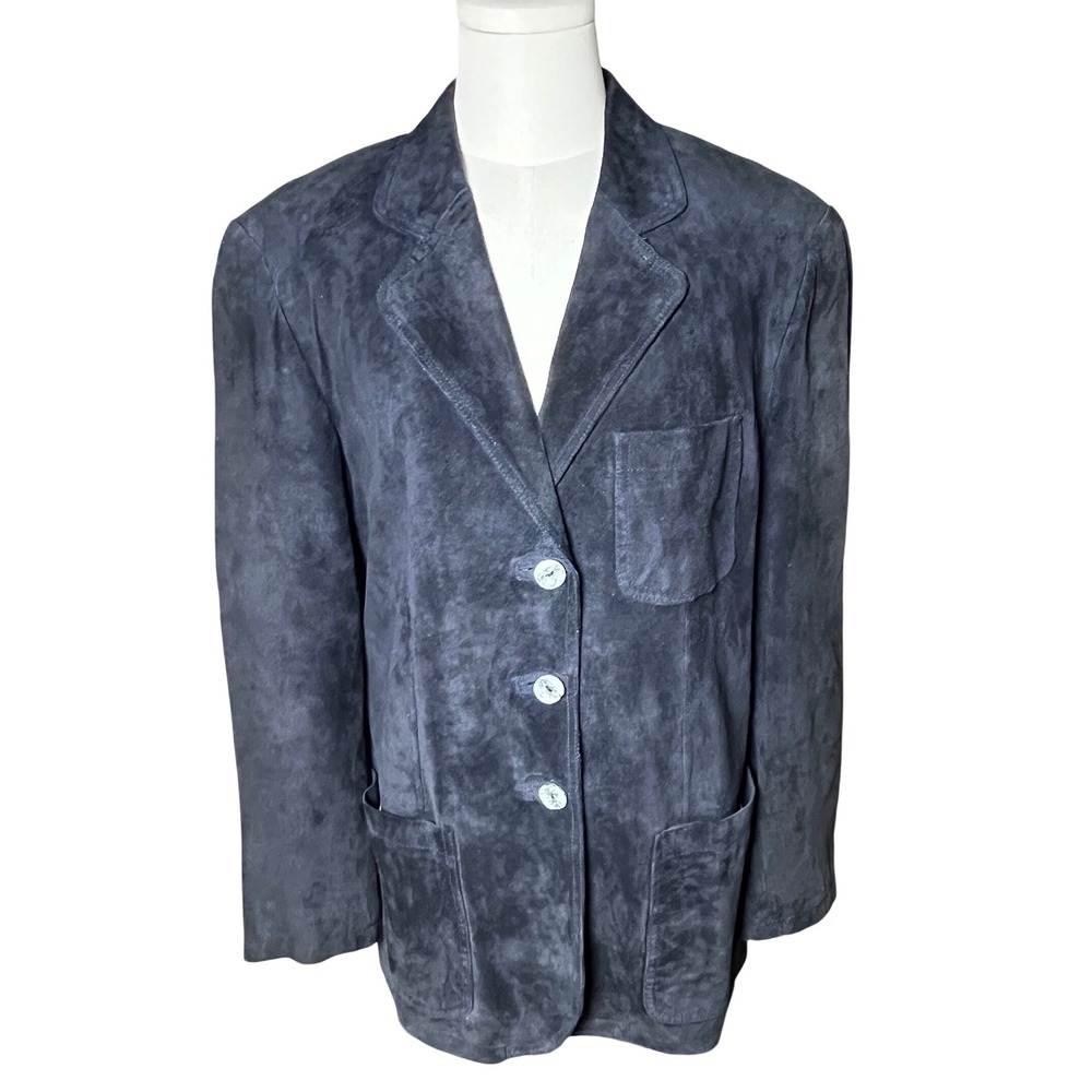 Classic Black Suede Tailored Blazer Gianelli Women's EU 40‎ US 10